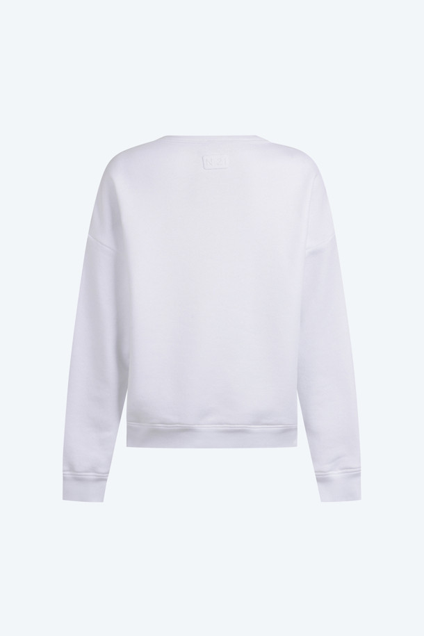 N21 Capsule Collection의 레이스 스웻셔츠입니다. 여성 의류로, 봄, 가을에 착용하기 좋습니다. 우아하고 모던한 스타일을 연출하며, 데이트룩, 카페룩, 모임룩에 잘 어울립니다. 화이트와 네이비 두 가지 컬러로 출시되었으며, 레귤러핏에 얇은 두께감으로 편안하게 착용 가능합니다. 섬세한 얇은 레이스 디테일과 엠브로이더리 장식이 돋보이는 라운드넥 긴소매 스웻셔츠입니다.
