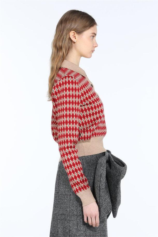 레드 아가일 폴로 니트는 클래식한 무드의 여성용 니트/스웨터입니다. 가을, 겨울 시즌에 어울리는 두꺼운 울 소재로 제작되어 부드러운 촉감을 선사하며, 크롭 기장과 레귤러핏으로 편안하게 착용 가능합니다. 아가일 패턴과 카라 디테일, 긴 소매, 폴로넥 디자인이 특징이며, 데이트룩, 모임룩, 출근룩 등 다양한 TPO에 활용할 수 있습니다. 미니멀, 캐주얼 스타일을 즐겨 입는 분들께 추천합니다.
