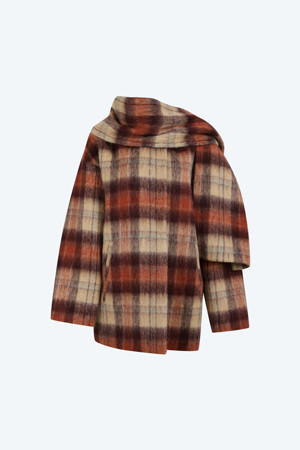 머플러 체크 코트