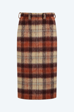 체크 울 스커트