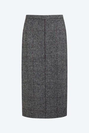 울 체크 H라인 스커트