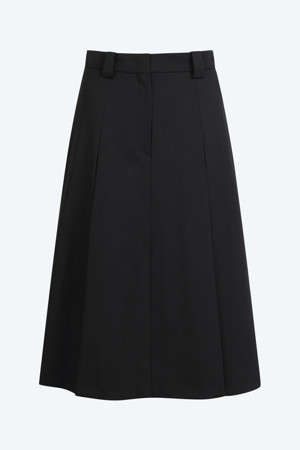 플리츠 미디 스커트