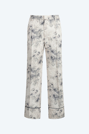 크롭 플라워 패턴 슬랙스