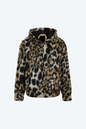 레오파드 오버 후드집업