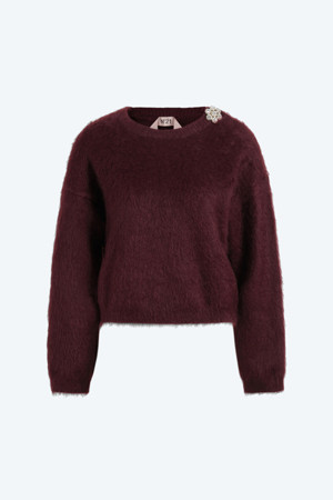 주얼 버튼 앙고라 니트