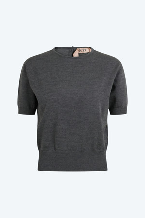 울 크롭 하프슬리브 니트