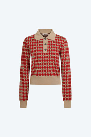 레드 아가일 폴로 니트