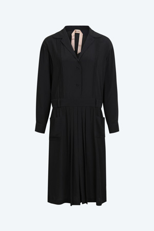 블랙 실크 셔츠 드레스