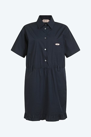 네이비 로고 셔츠 드레스