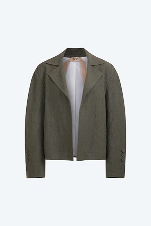 카키 크롭 테일러드 벌룬 자켓