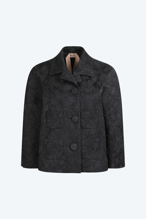 블랙 플로럴 자카드 자켓