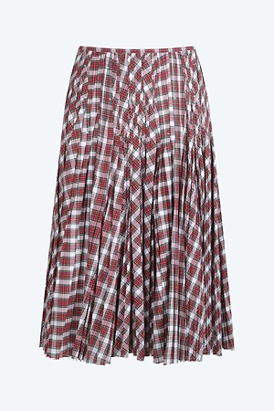 레드 타탄 플리츠 스커트