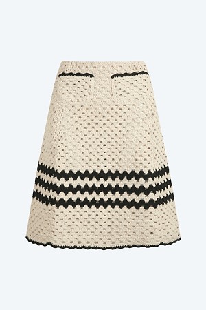 크림 코튼 트리밍 스커트