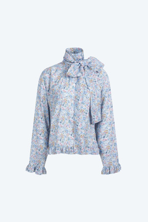 블루 플로럴 블라우스
