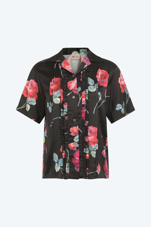 블랙 플로럴 블라우스