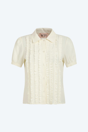 에크루 핀턱 블라우스