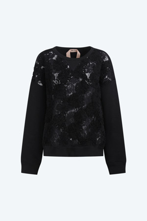 플라워 아플리케 스웻셔츠