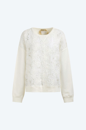 플라워 아플리케 스웻셔츠