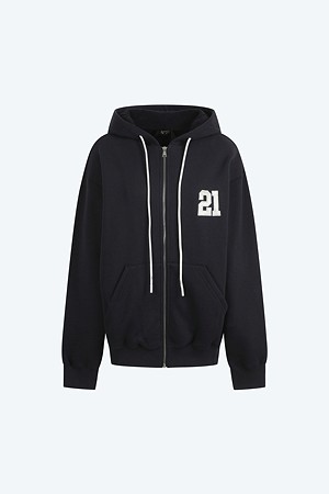 딥네이비 로고 집업 후디