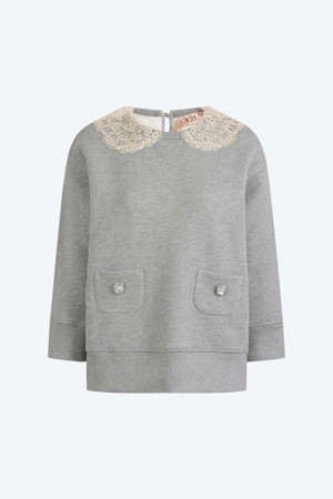 그레이 레이스 카라 스웻셔츠