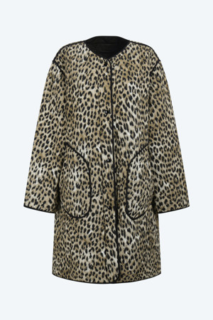 레오파드 퀼팅 점퍼