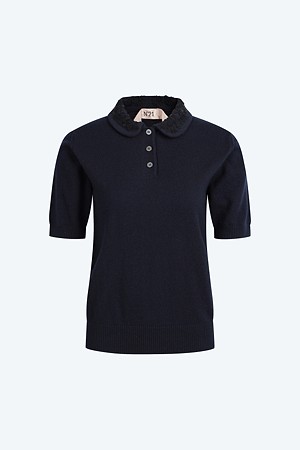 다크 블루 니트 폴로 스웨터