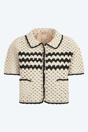 크림 코튼 트리밍 가디건