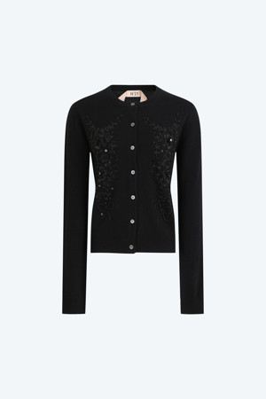 블랙 플라워 가디건