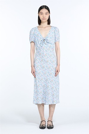 블루 플로럴 슬립 드레스