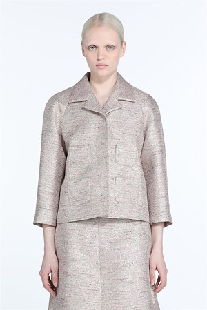 실버 트위드 미니멀 자켓