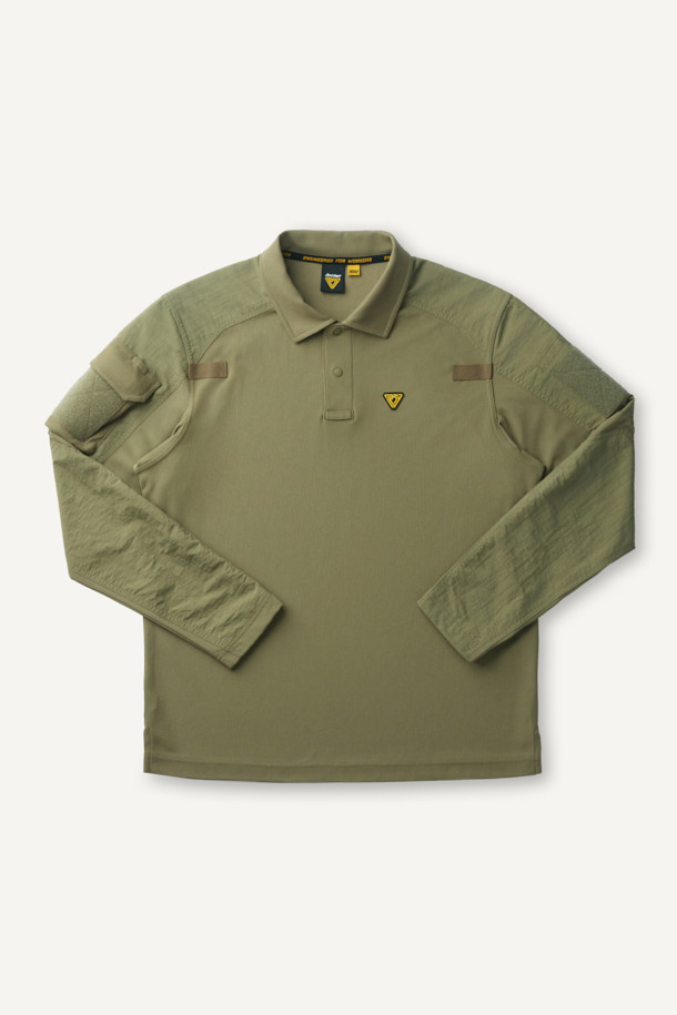 본 상품은 밀리터리, 스포티 스타일의 택티컬 폴로 긴팔 티셔츠입니다. 카키, 올리브 두 가지 색상으로 출시되었으며, 흡습, 속건, 항균, 통기성, 스트레치 기능으로 여름철에도 쾌적하게 착용 가능합니다. YKK 스냅 버튼, 펜 홀더, 벨크로 플랩 포켓, 사이드 밑단 트임, 벨크로 시스템, 내마모성 강화 등의 디테일이 돋보입니다. 출근룩, 워크샵룩, 여행룩 등 다양한 TPO에 활용 가능하며, 캐주얼, 스포티, 워크웨어 스타일을 연출할 수 있습니다. 스탠다드핏의 폴로넥 디자인으로 편안함과 활동성을 동시에 제공합니다.
