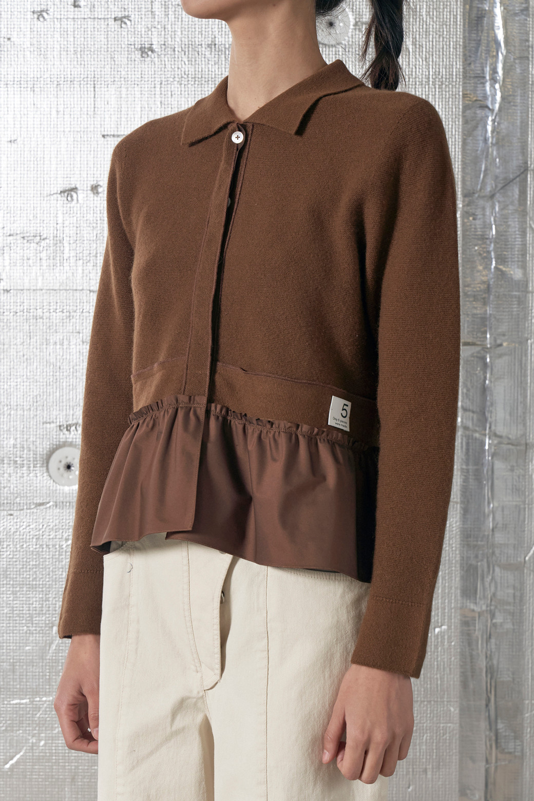 RE;CODE - 스웨터 - [RE:CODE X LE CASHMERE] Woven Patch Cashmere Knit Top