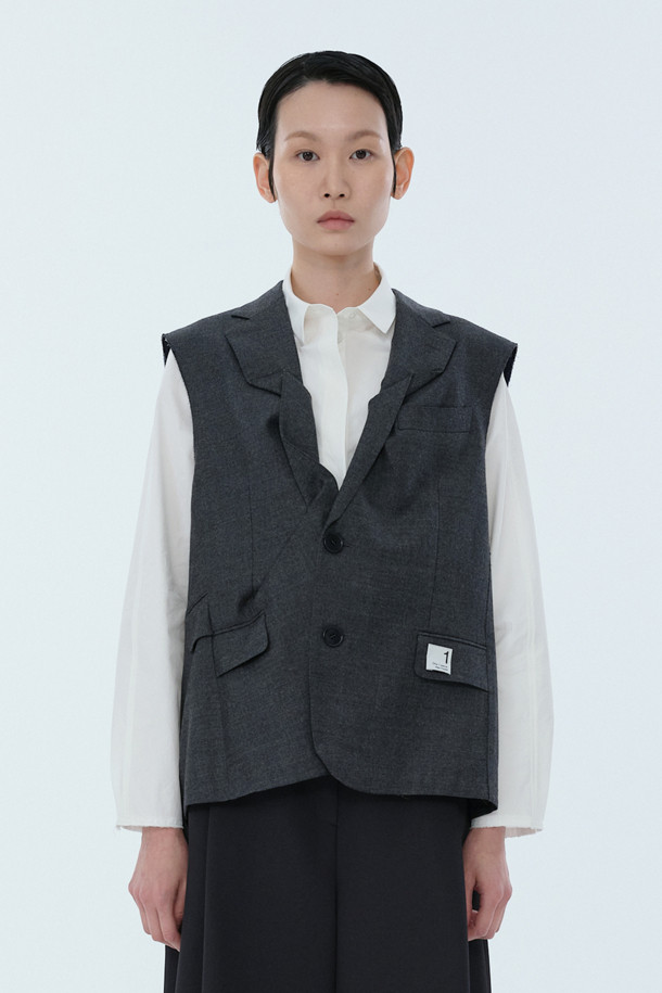 RE;CODE - 베스트 - [RE;CODE 여성] Crushed Mixed Pannel Boxy Vest