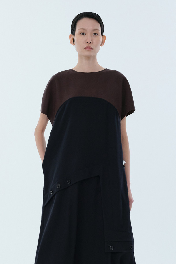 RE;CODE - 민소매 원피스 - [RE;CODE 여성] Draped Pants Detail Button Dress