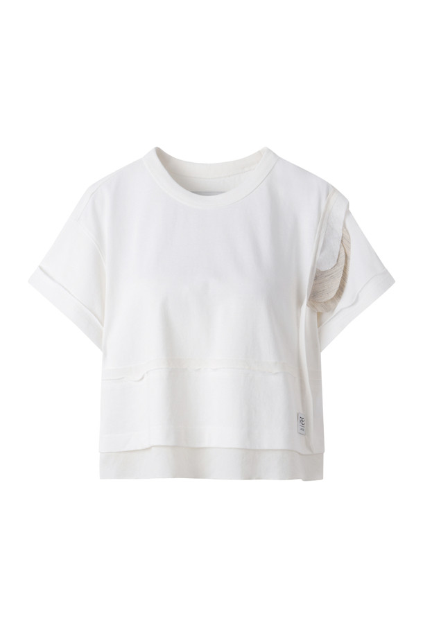 RE;CODE - 반소매 티셔츠 - [RE;CODE 여성] Ineterlining Patchwork Crop T-shirt