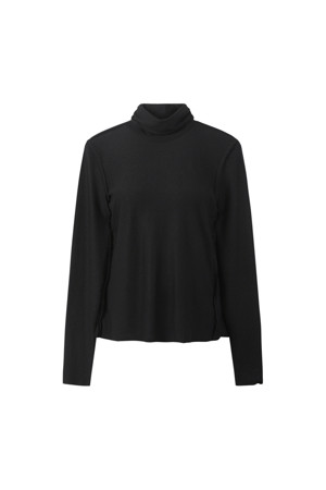 [RE;CODE 여성] Raw Edge Detail Cashmere Blend Long Sleeve Top_BLACK-a