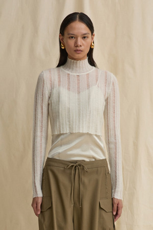 [RE;CODE 여성] Layered Sheer Knit Top_IVORY-a
