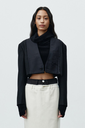 [RE;CODE 여성] Crop Claasic Jacket_BLACK-a