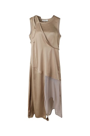 [RE;CODE 여성] Mesh Folded Dress_BEIGE-a
