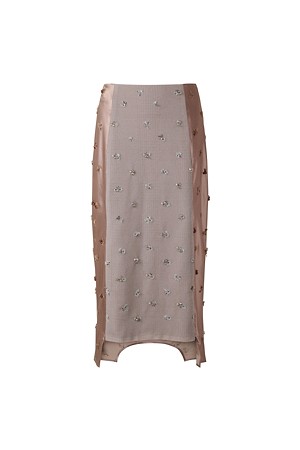 [RE;CODE 여성] Knit Panel Beaded Skirt_BROWN-a