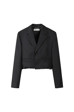 [RE;CODE 여성] Raw-Edged Detail Crop Jacket_BLACK-a