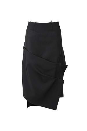 [RE;CODE 여성] Asymmetric Shirring Skirt_BLACK-a