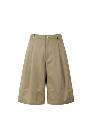 [RE;CODE] Raw-Edged Bermuda Shorts_BEIGE-a