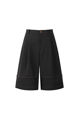[RE;CODE] Raw-Edged Bermuda Shorts_BLACK-a