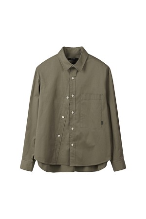 [RE;CODE] Asymmetric Button Shirt_KHAKI-a