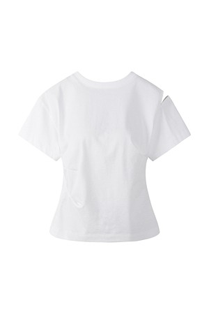 [RE;CODE 여성] Backward Shoulder Slit Shirring Top_WHITE-a