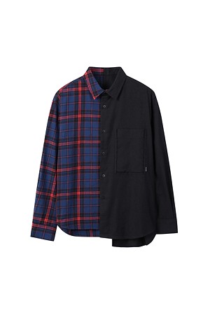 [RE;CODE 남성] Split-Check Shirt_BLACK-a