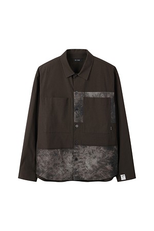 [RE;CODE 남성] Asymmetric Patchwork Shirt Jacket_BROWN-a