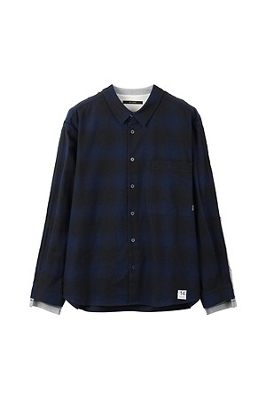 [RE;CODE 남성] Mixed T-Shirt Check Shirt_NAVY-a