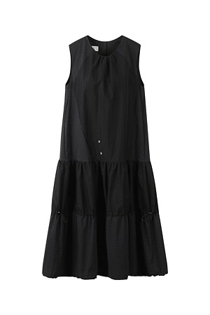 [RE;CODE 여성] Seersucker Volume Dress_BLACK-a